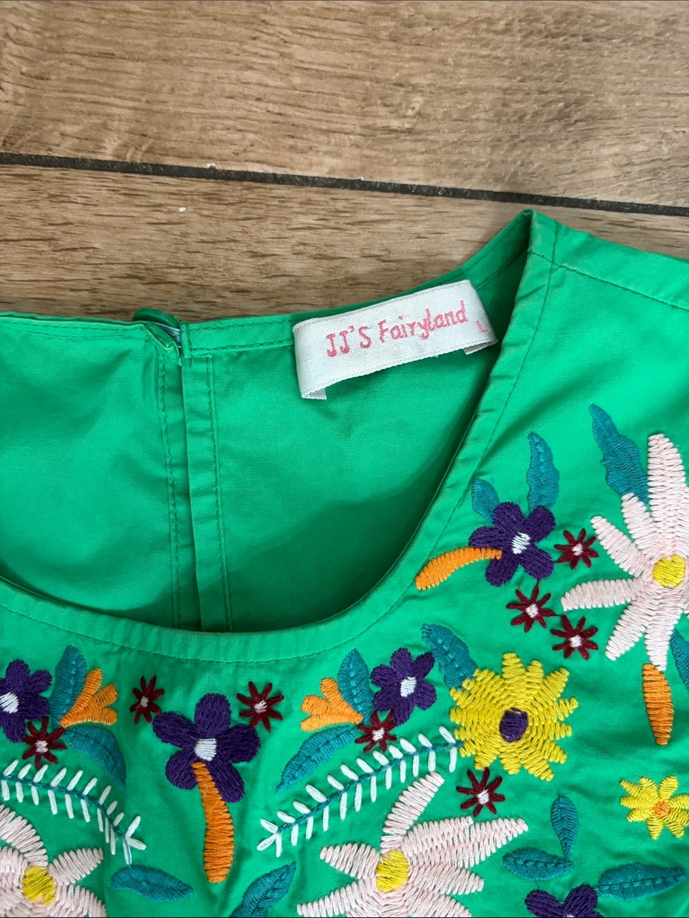Embroidered Ruffle Yoke Blouse - Green - Picture 2 of 3